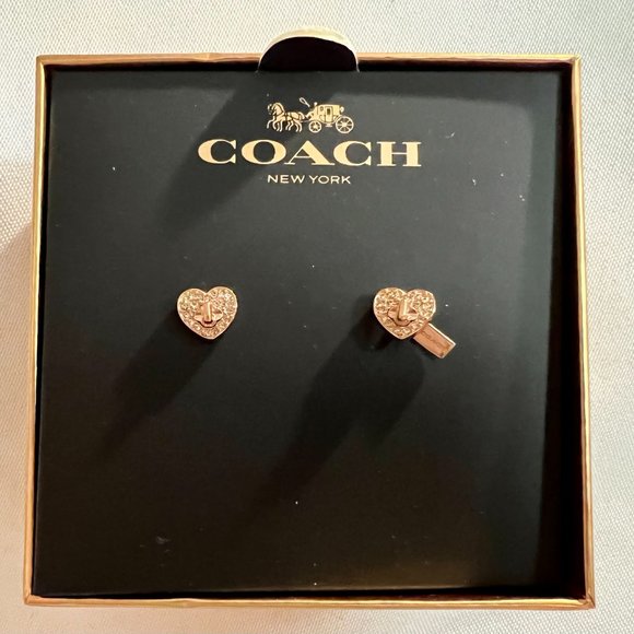 COACH Twinkling Heart Stud Earrings New with tag - Picture 1 of 5